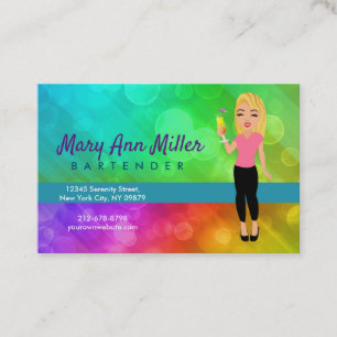 Blonde bartender business card