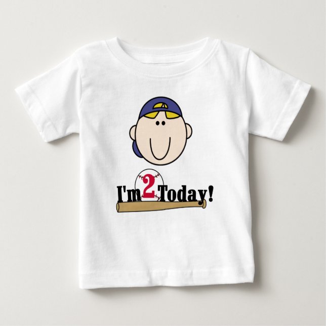 Blonde Baseball 2nd Birthday Baby T-Shirt (Front)