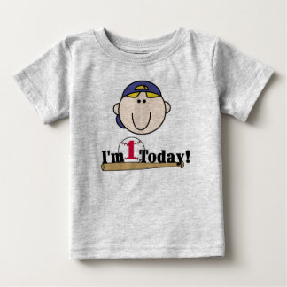 Blonde Baseball First Birthday Baby T-Shirt