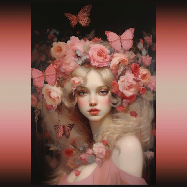 Blonde Beauty - A Woman's Portrait and Flowers Tissue Paper (Blonde Beauty - A Woman's Portrait with Flowers)