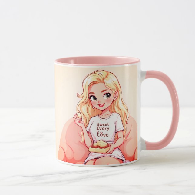 Blonde Beauty Ceramic Mug - Vibrant Yellow Hair (Right)