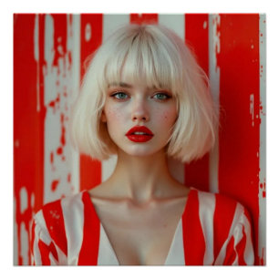  Blonde bob hair woman cinematic portrait  Poster