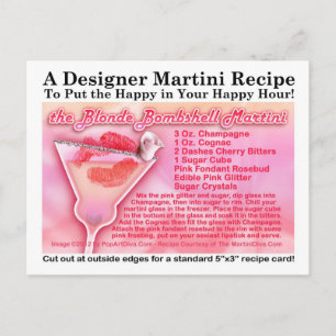 Blonde Bombshell Martini Recipe Postcard