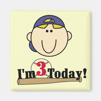 Blonde Boy Baseball 3rd Birthday Magnet