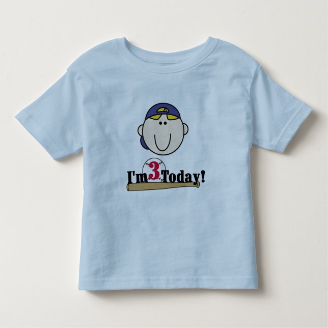 Blonde Boy Baseball 3rd Birthday Toddler T-Shirt (Front)