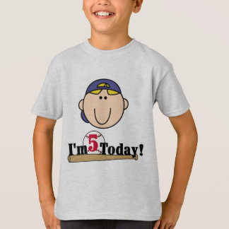 Blonde Boy Baseball 5th Birthday T-Shirt