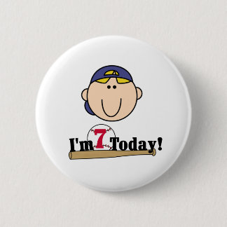 Blonde Boy Baseball 7th Birthday 6 Cm Round Badge
