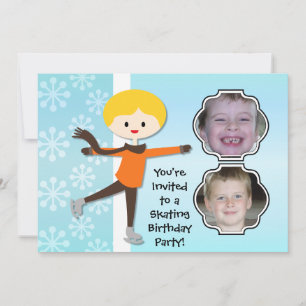 Blonde Boy Birthday Skating Party Invitation
