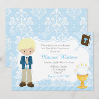 Blonde Boy First Communion Damask
