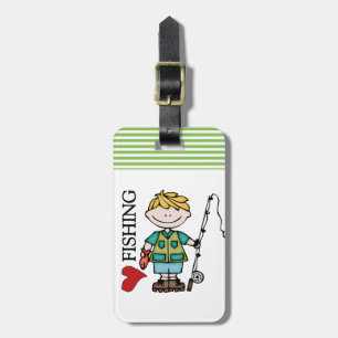 Blonde Boy I Love Fishing Luggage Tag