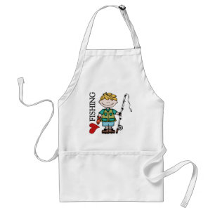Blonde Boy I Love Fishing Standard Apron