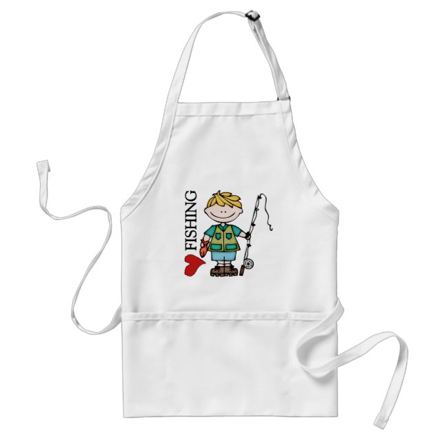 Blonde Boy I Love Fishing Standard Apron (Front)
