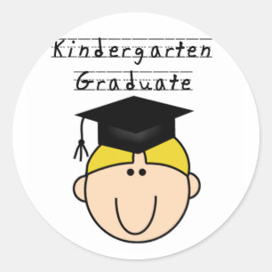 Blonde Boy Kindergarten Graduate Tshirts Classic Round Sticker