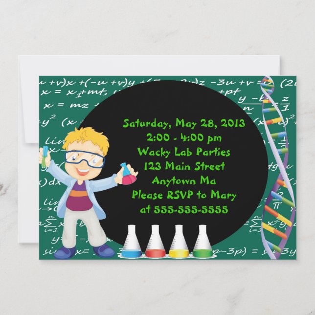 Blonde Boy Mad Scientist Birthday Party Invitation (Front)