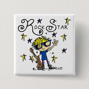 Blonde Boy Rock Star 15 Cm Square Badge