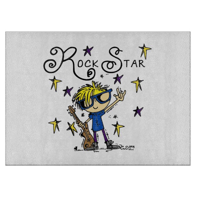 Blonde Boy Rock Star Cutting Board (Front)