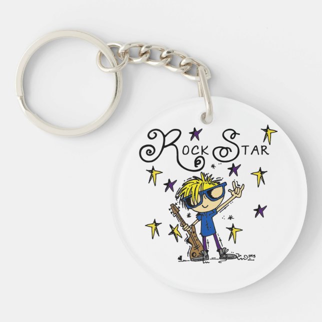 Blonde Boy Rock Star Key Ring (Front)