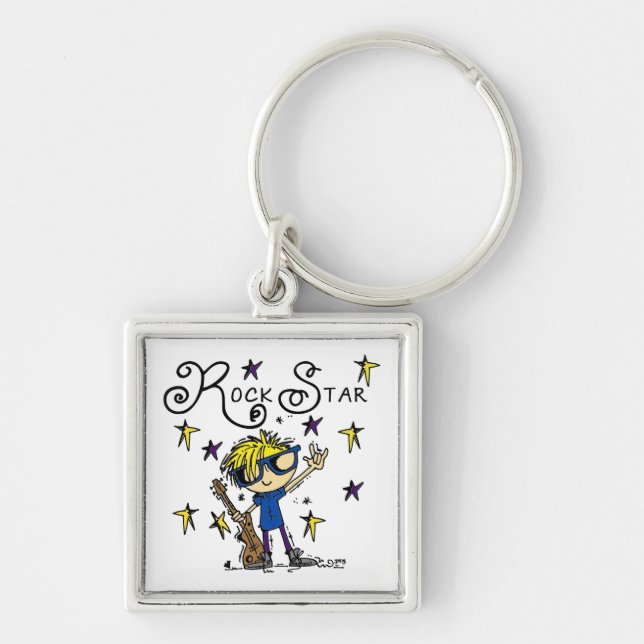 Blonde Boy Rock Star Key Ring (Front)