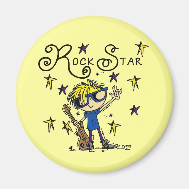 Blonde Boy Rock Star Magnet (Front)