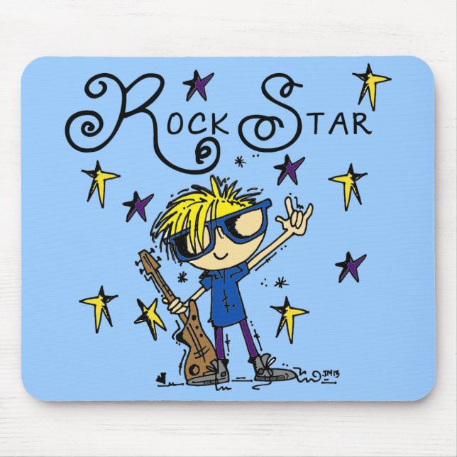 Blonde Boy Rock Star Mouse Pad (Front)