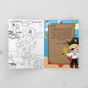 Blonde Boys Pirate Captain Colour Me Happy Birthda Card