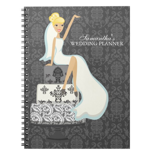 Blonde Bride on Wedding Cake Spiral Notebook (Front)