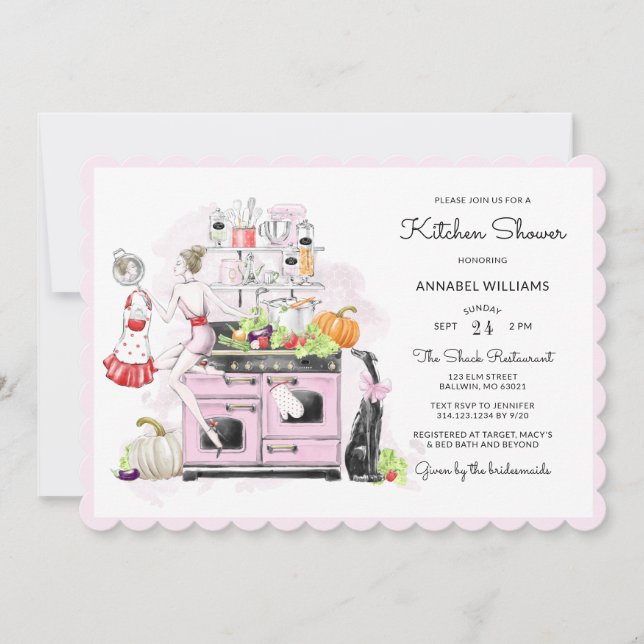 Blonde Bride Retro Bridal Kitchen Shower Invitation (Front)