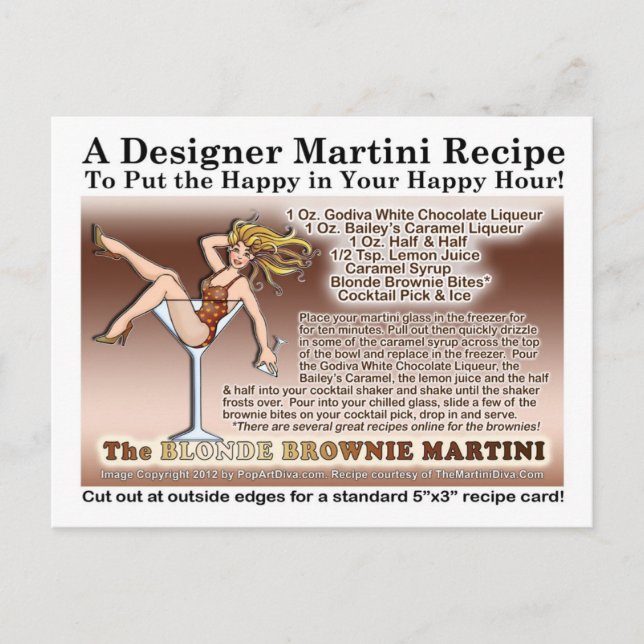Blonde Brownie Martini Recipe Postcard (Front)