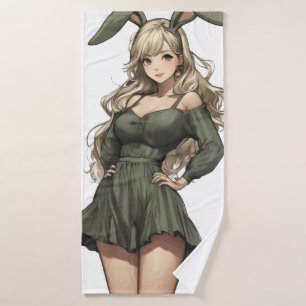 Blonde Bunny Girl Anime Bath Towel