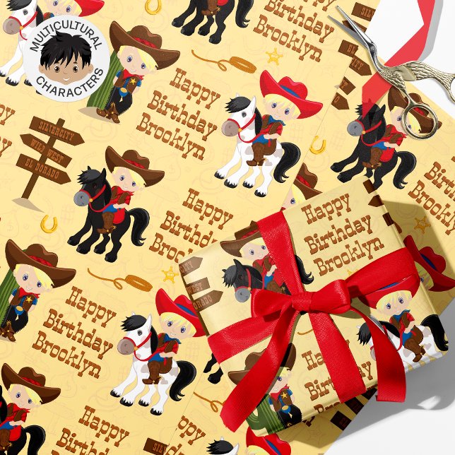 Blonde Cowboy Personalised Wrapping Paper (Creator Uploaded)