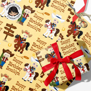 Blonde Cowgirl Personalised Wrapping Paper