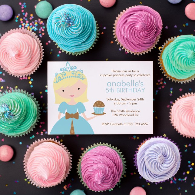 Blonde Cupcake Princess Birthday Party Invitation (Creator Uploaded)