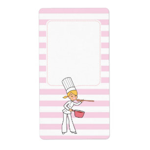 Blonde Cute Cartoon Chef Jar Label