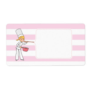 Blonde Cute Cartoon Chef Jar Label