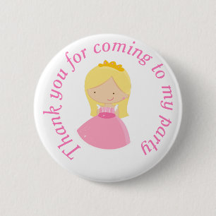 Blonde Cute Princess and Dragon Birthday Party 6 Cm Round Badge