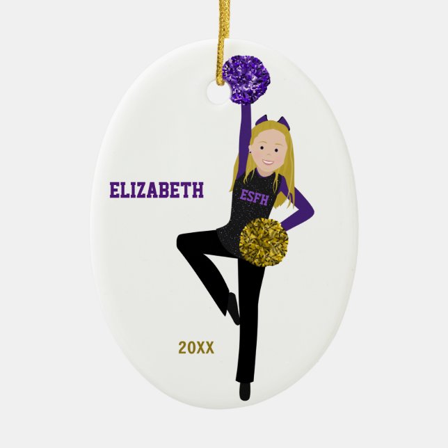 Blonde DanceLine In Black & Purple Ceramic Ornamen Ceramic Tree Decoration (Front)