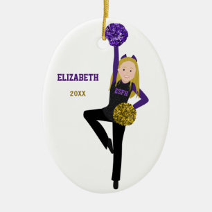 Blonde DanceLine In Black & Purple Ceramic Ornamen Tree Decoration