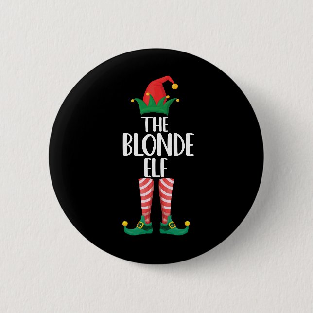 Blonde Elf Matching Family Christmas Party Elf 6 Cm Round Badge (Front)