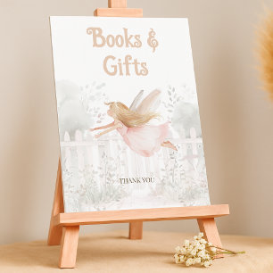 Blonde Fairy Baby Shower Books for Baby Table Sign