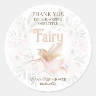 Blonde Fairy Baby Shower Thank You Classic Round Sticker