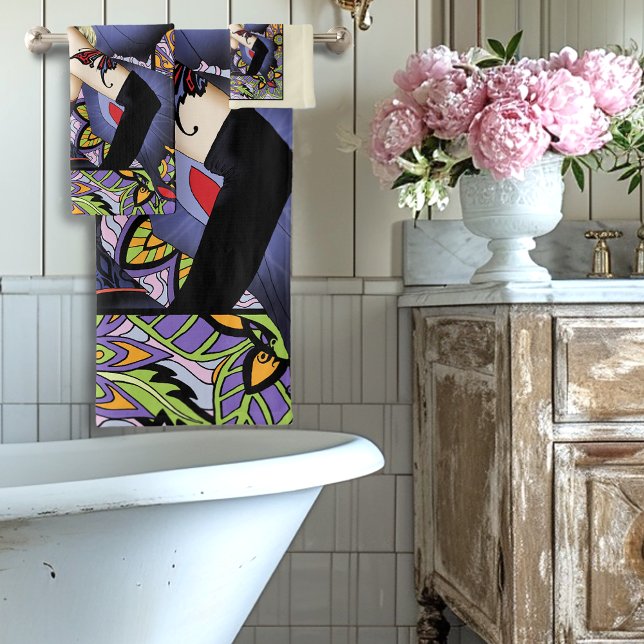 Blonde Fairy Floral Purple Bath Towel Set (Creator Uploaded)