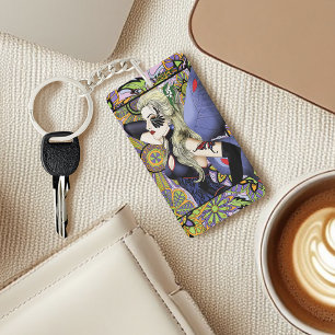 Blonde Fairy Floral Purple Key Ring