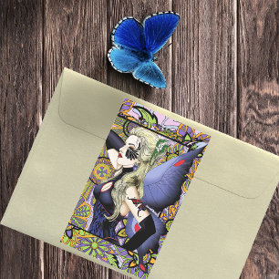 Blonde Fairy Floral Purple Rectangular Sticker