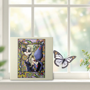 Blonde Fairy Floral Purple Tile