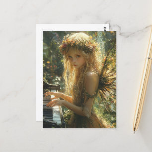 Blonde Fairy Playing Piano Postcard
