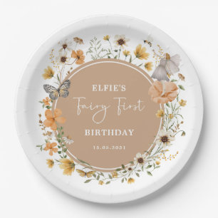 Blonde Fairy Princess Fall Wildflower Birthday Paper Plate