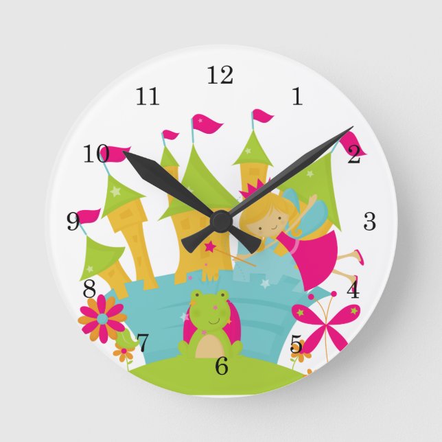 Blonde Fairy Princess Round Clock (Front)