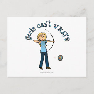 Blonde Female Archery in Blue Postcard