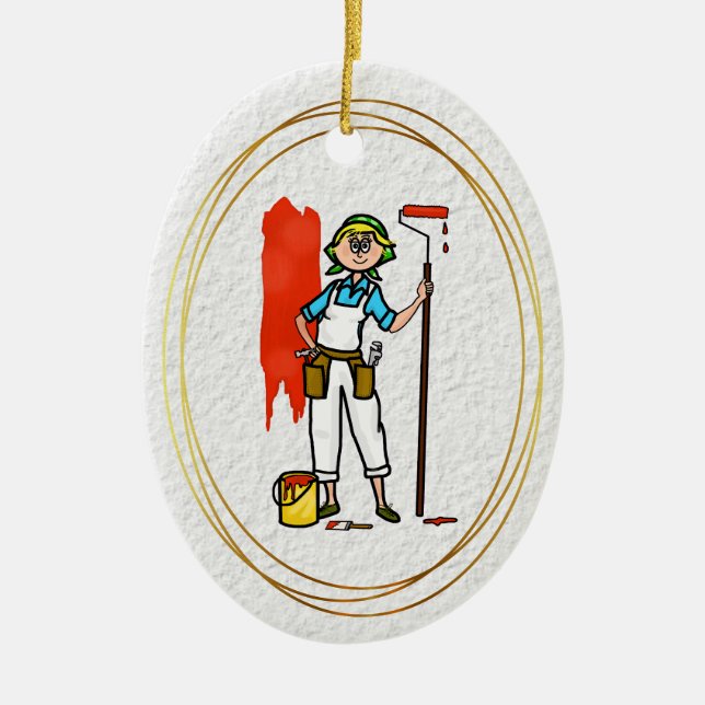 Blonde Female House Painter Ornament (Front)
