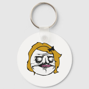 Blonde Female Me Gusta Comic Rage Face Meme Key Ring